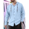 thumbnail image 4 of Mens Hooded Tshirt Solid Color Casual Long Sleeve Top Comfortable Streetwear Pullover Light Blue XXXL, 4 of 5