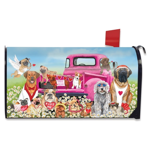 Briarwood Lane Mailbox Cover - Standard Size - Happy Valentine's Dogs For Valentine's Mailbox Cover