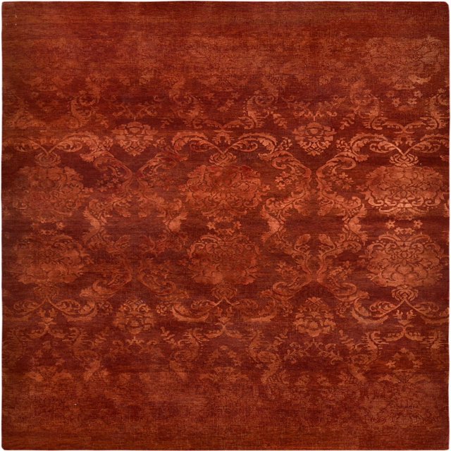 Ahgly Company Tapis Carrés d'Intérieur Milieu du Siècle Moderne Rouge Zone Orientale, 3' Carré