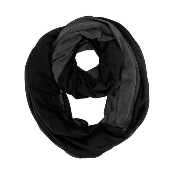 Black & Grey Two-Tone Jersey Knit Infinity Scarf