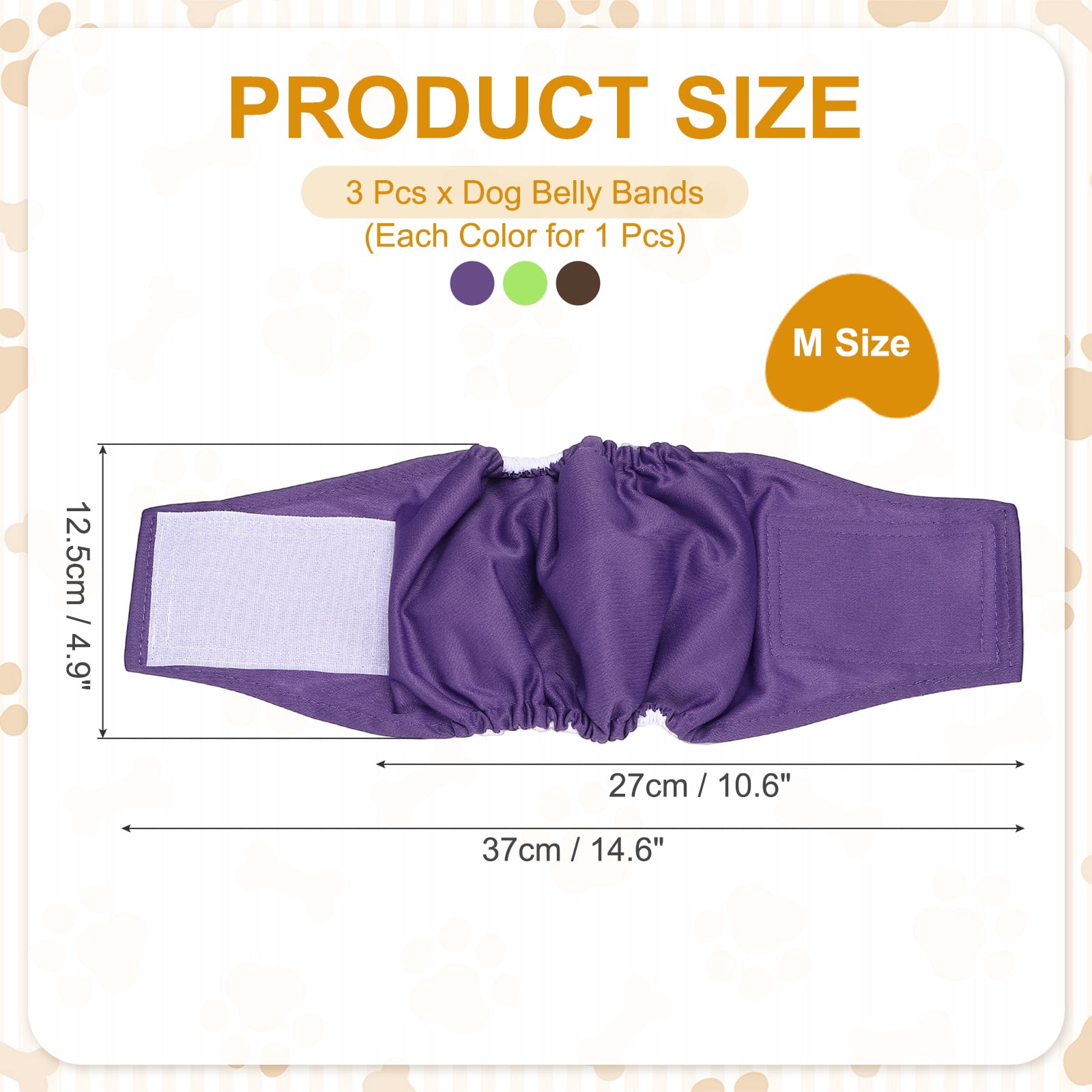 Uxcell Belly Bands for Male Dogs, Reusable Washable Dog Diapers High Absorbing Wrap Diapers, (3Pcs, M, Green, Purple, Coffee), Intended for Male Small Doggie/Puppies Training