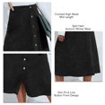 thumbnail image 4 of Autumn Skirt, Button Front Corduroy Long Skirt Mid Length Polyester Fabric Machine Washable  For Holiday Black,Brown, 4 of 8