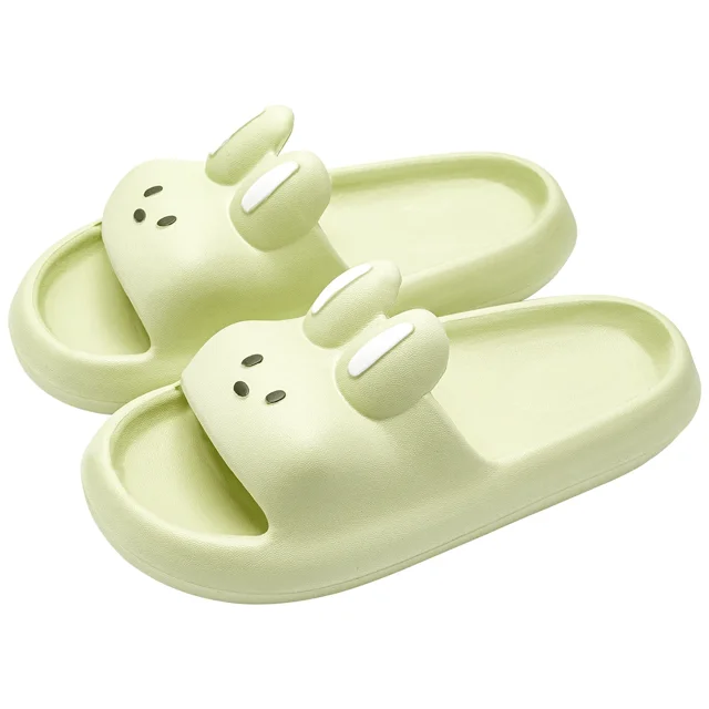 Zapatillas de conejo de dibujos animados para hombres y mujeres, sandalias de playa, zapatos antideslizantes de baño, suela gruesa suave, toboganes lindos, Verano