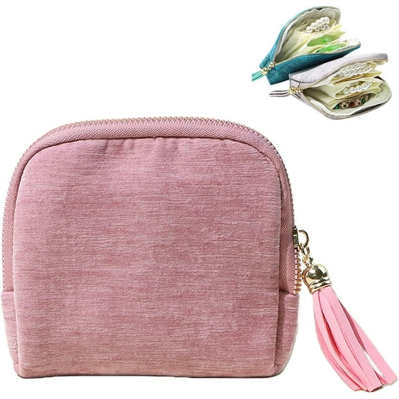 Travel Jewelry Case, Stuffdatas/Gettoreach Jewelry Case, Small Jewelries Pouch Bags with Zipper & Tassel, for Earrings Necklaces Rings Bracelets Brooches, Travel Gifts for Women (A)