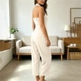 thumbnail image 5 of PBFRDSJ Capri Jumpsuits for Women Cross-Neck Halter Corduroy Jumpsuit Sleeveless Cut Out Neck Solid Color Romper with Pockets, 5 of 8