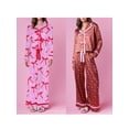 thumbnail image 4 of Michellecmm Women 2 Piece Pajamas Set Bow Print Tie Front Long Sleeves Shirt and Elastic Pants, 4 of 9