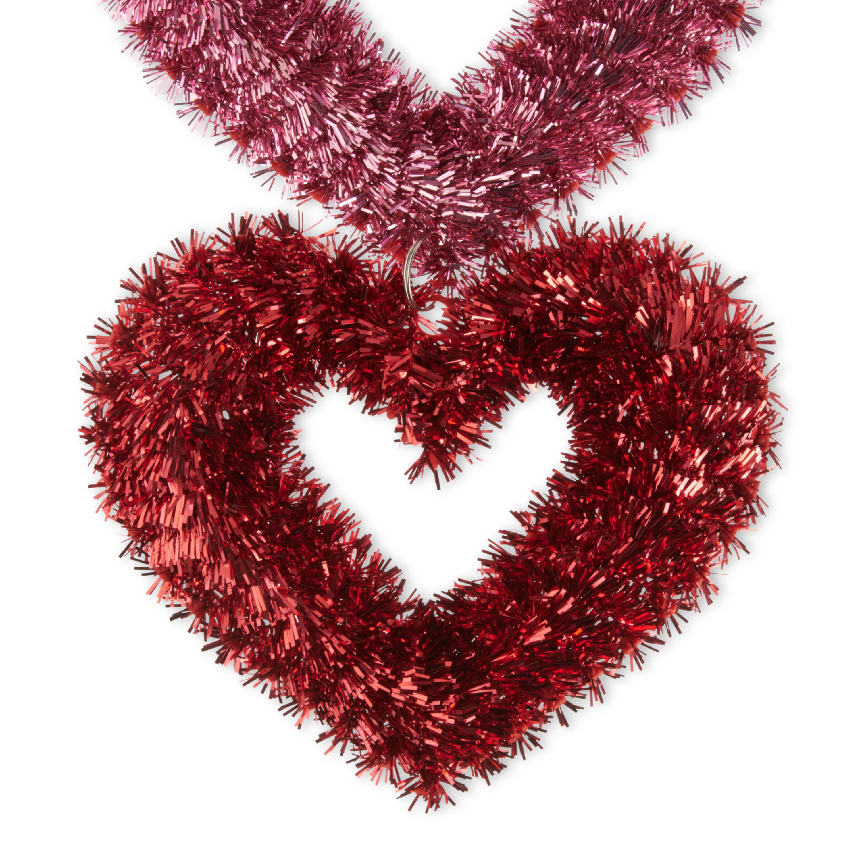 Valentine's Day Tinsel Heart Decorations (PINK) 14.375x12.25-in., Bundle of  3 