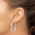 thumbnail image 6 of Auriga Fine Jewelry 925 Sterling Silver Diamond-cut Satin 3x35mm Hoop Earrings for Women, 6 of 6