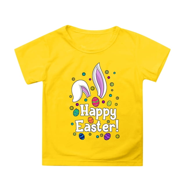 Icvfdpl T-Shirts pour Filles Rentrée des Classes, Enfants Pâques Col Rond Manches Pétales Couleur Unie T-Shirts Confortables pour Usage Quotidien 3-4 Ans