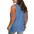 thumbnail image 6 of CFLVAEK Womens Plus Size Tank Tops Loose Fit Criss Cross V Neck Shirts Casual Sleeveless Summer Shirt Solid Color Going Out Tank Top Blue L, 6 of 6