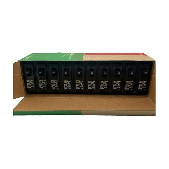 HOM120 Circuit Breaker 20 Amp 1 Pole - Homeline 120/240V 10kA AIR UL Listed - Electrical Panel Replacement Breakers (10 Pack)