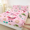 thumbnail image 3 of Castle Fairy 4-Piece King Sheet Set - Santa, Pink Green, 3 of 7