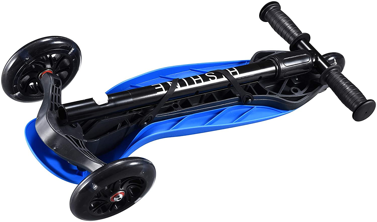 HighTech Mega GlideKick 3-Wheel Foldable Scooter With Lightup Wheels & Extendable T-Bar - Blue