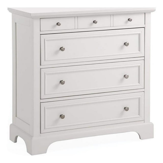 Bowery Hill Commode Traditionnelle en Bois Dur à 4 Tiroirs, Blanc Cassé