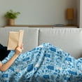 thumbnail image 3 of Dutch Soft Flannel Fleece Throw Blanket, Elements from Nature and Architecture of Netherlands in Blue Tones, Cozy Plush for Indoor and Outdoor Use, 50" x 60", Pale Blue Navy Blue, by Ambesonne, 3 of 5