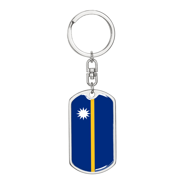 Drapeau Nauru Porte-Clés Pivotant en Acier Inoxydable Ou or 18 Carats