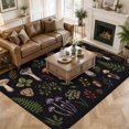 thumbnail image 3 of Area Rugs 5'x7', Mushroom Leaves Carpet Runner Indoor Outdoor Rugs Home Decor Aesthetic, Black Country Botanical Berry Flowers Non Slip Mats Washable Accent Rug for Living Room Bedroom, 3 of 8