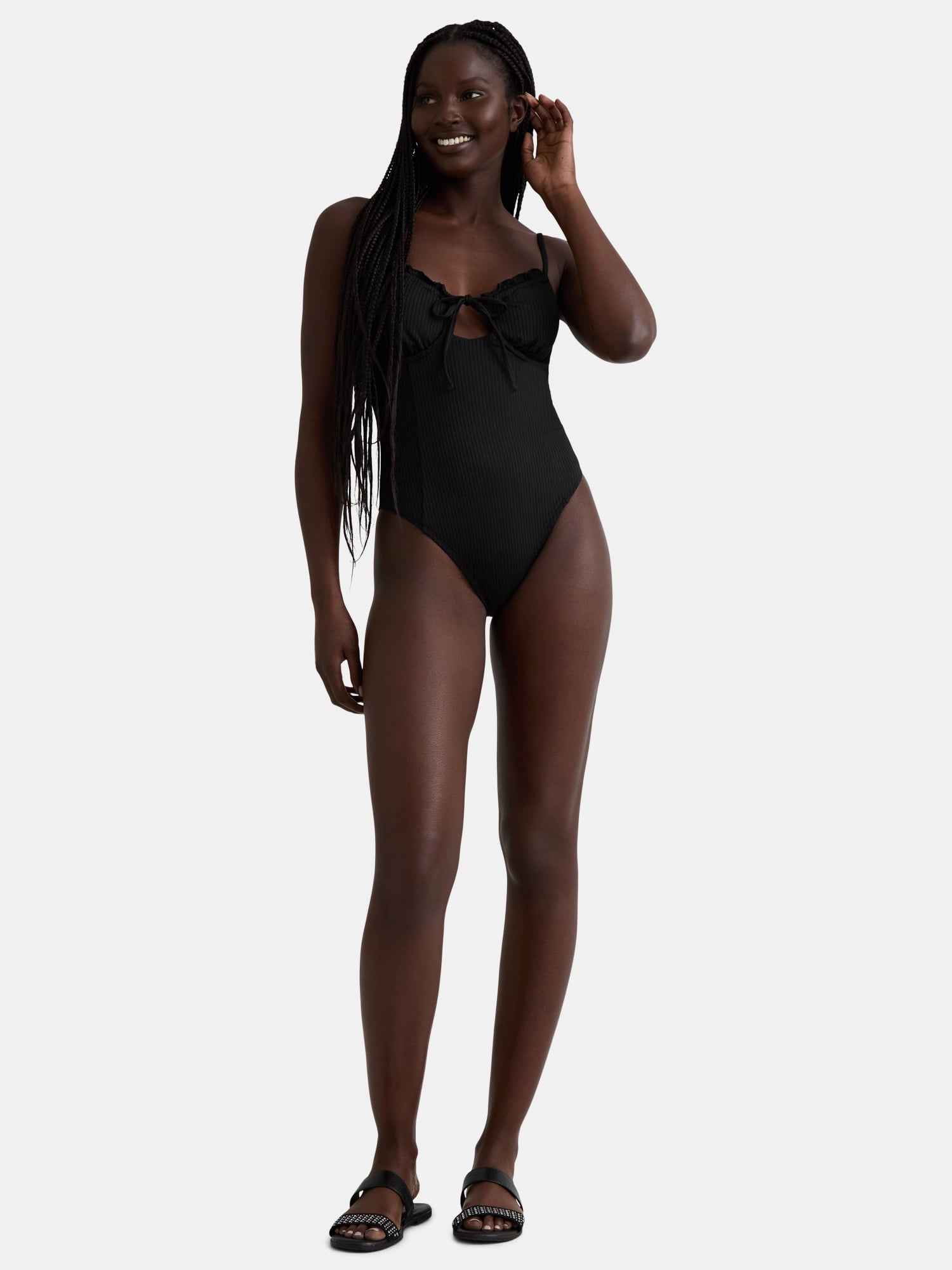 Celebrity Pink Women's Rib Underwire One Piece Swimsuit, Sizes XS-XXL