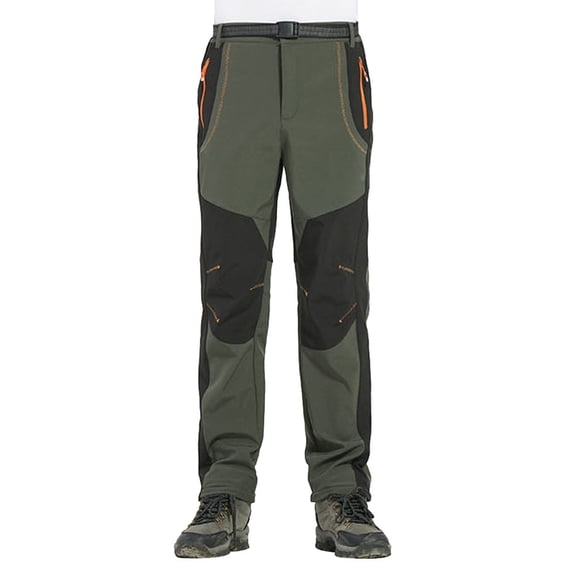 XIAONU Mens Outdoor Hiking Pants Water-Resistant Breathable Trousers With Reinforced Knees Olive Green