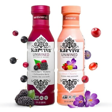 Karviva Organic Non-Alcoholic Wine, Malbec & Rosé Alternatives, 12 Fl oz, 4-Pack, Sulfite Free, Low-Sugar