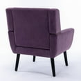 thumbnail image 6 of Soft Velvet Armchair Sofa, Velvet Upholstered Accent Chair with Black Legs and Armrest, Ergonomics Design Chair for Living Room Bedroom Indoor Home, Lavender Purple, 6 of 7