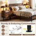 thumbnail image 5 of Giantex Nightstand w/LED Lights & Charging Station, Bedside Table w/Storage Shelves, Brown, 5 of 8