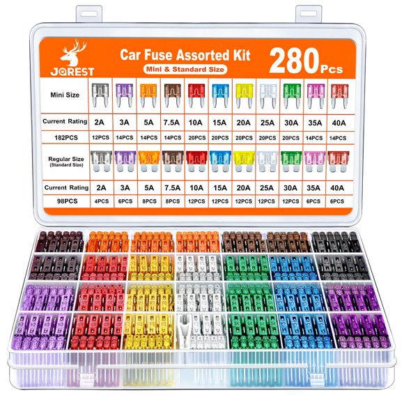 Kit de fusibles JOREST, 280 unidades, para minicoche, más 98 cuchillas estándar para automóviles