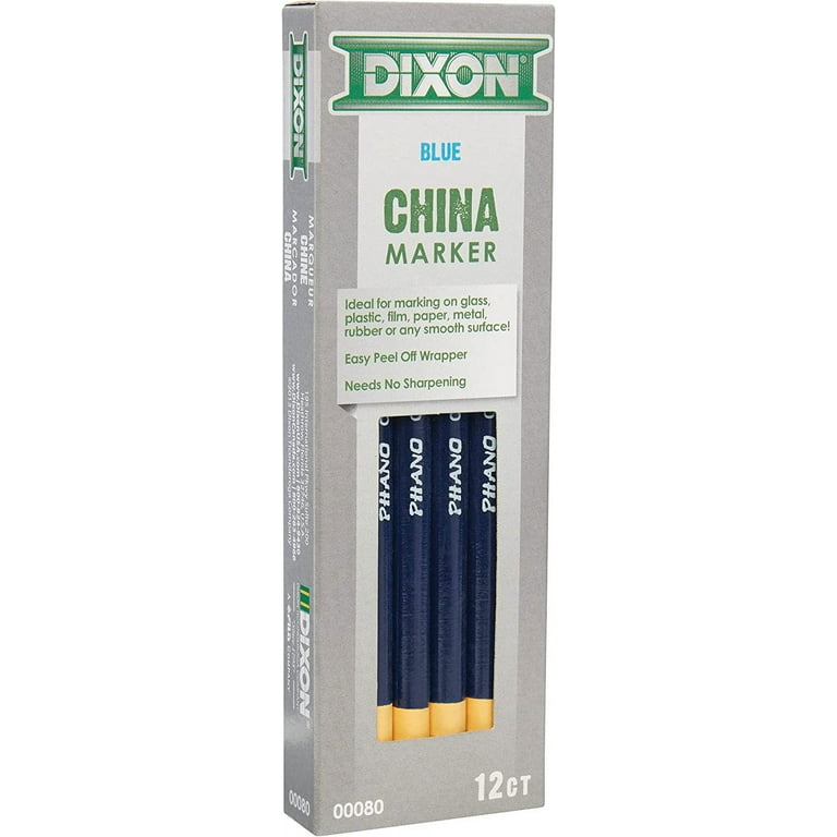 Dixon 81 00081 Phano China Markers Black Thin Lead, Box of 12