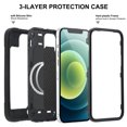 thumbnail image 2 of Heavy Duty Case for iPhone 12 Pro Max, Rugged PC Soft TPU Shockproof Magnet Triple-Layers Protective Cover Compatible with MagSafe Wireless Charging Military Grade Lens Protection Case,Black, 2 of 5