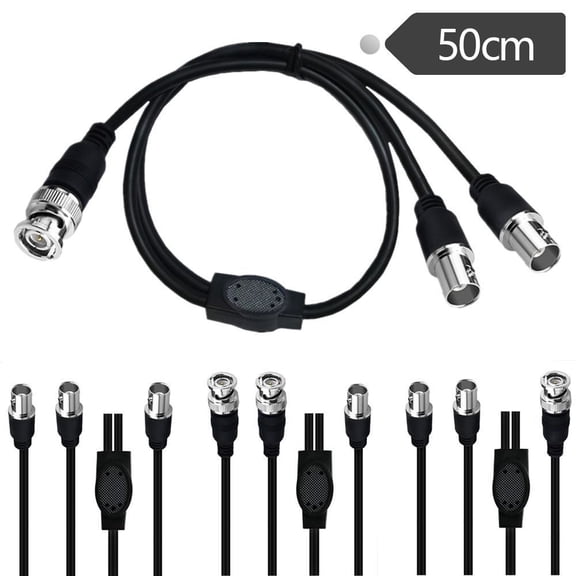 KAIXUDA USA BNC 1-to-2 Splitter Adapter Cable for 3C-2V Coaxial Video Security Camera Systems (Male or Female Options)