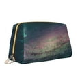 thumbnail image 2 of YFYANG Large Clutch Leather Makeup Bag, Green Dream Galaxy Travel Toiletries Bag, Ladies Cosmetic Storage Bag, 2 of 8