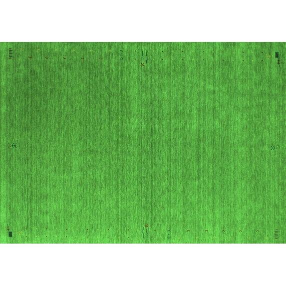 Ahgly Company Indoor Rectangle Abstract Green Contemporary Area Rugs, 7' x 9'
