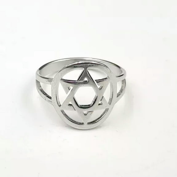 HOOUN Men Star of David Ring Classic Jewish Isael Rings Religion stainless Steel 7-10#-10#
