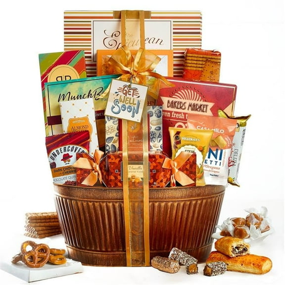 Get Well Basket – Care Package with Gourmet Snacks for Women & Men, After Surgery Gifts, Thinking of You Treats, Feel Better Sweets, Gift Box by Broadway Basketeers