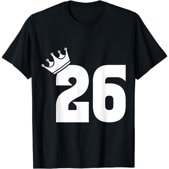 26th Birthday Women Men Vintage Number 26 With Crown T-Shirt