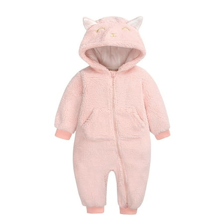 

Dezsed Newborn Baby Winter Clothes Boy Girl Plush 3D Cartoon Ear Hooded Romper Jumpsuit Clothes Outfits Long Sleeve Playsuit Toddler Baby Onesie 3M-18M