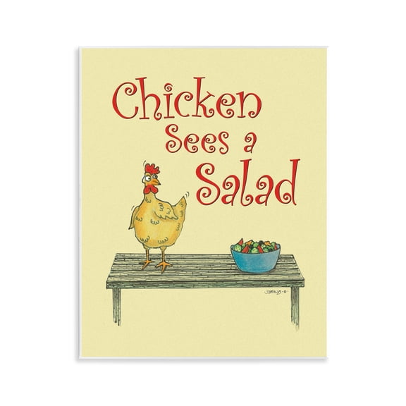 Stupell Industries Chicken Salad Vintage Pun Humor Painting Unframed Art Print Wall Art, 11 x 14
