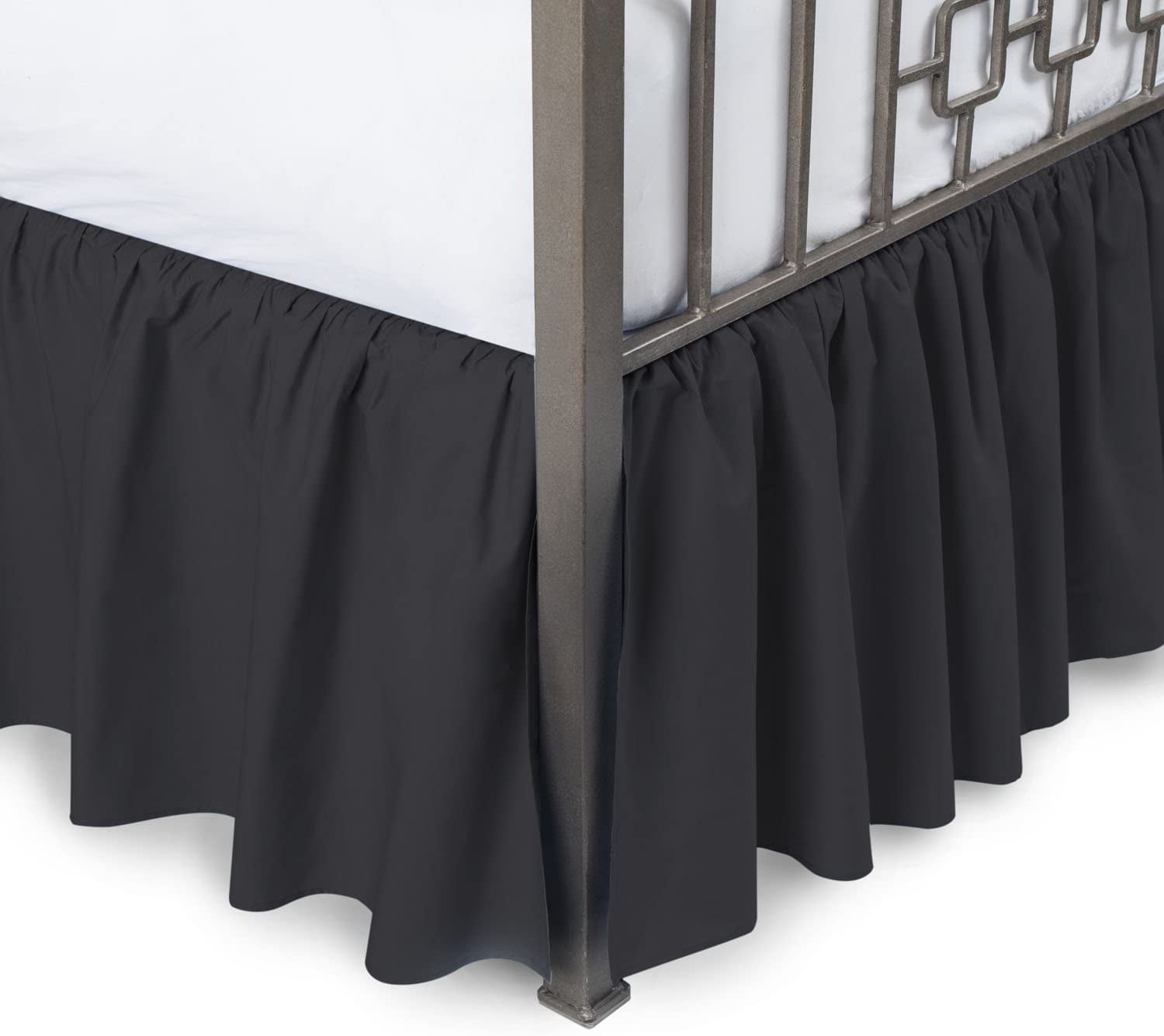 Ruffled Bed Skirt with Split Corners Day Bed, Black, 14" Drop