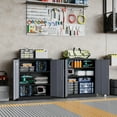 thumbnail image 2 of AUHUP 35" Metal Cabinet with Locking Doors and 2 Adjustable Shelves, Black Gray Garage Storage Cabinet for Warehouse, Basement, Home Office, File Storage Utility Cabinets, 2 of 7