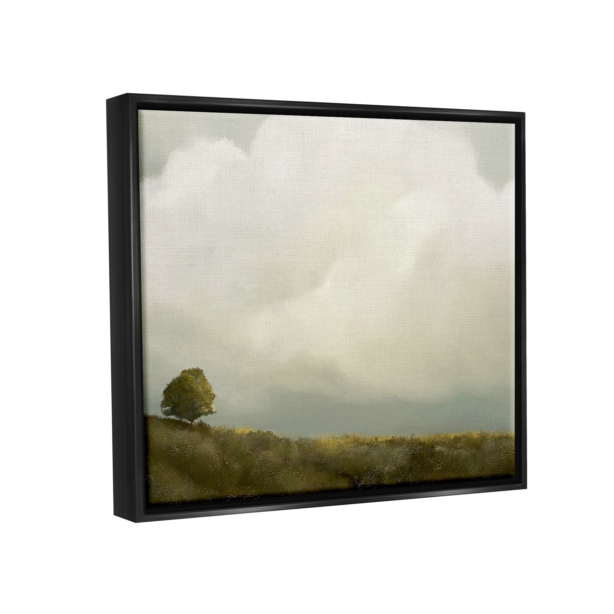Stupell Industries Clouds Over Pasture Landscape Painting Black Floater Framed Canvas Art Print Wall Art, 21 x 17