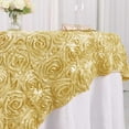 thumbnail image 2 of Efavormart 72"x72" Champagne 3D Rosette Satin Table Overlay, Square Tablecloth Topper, 2 of 10