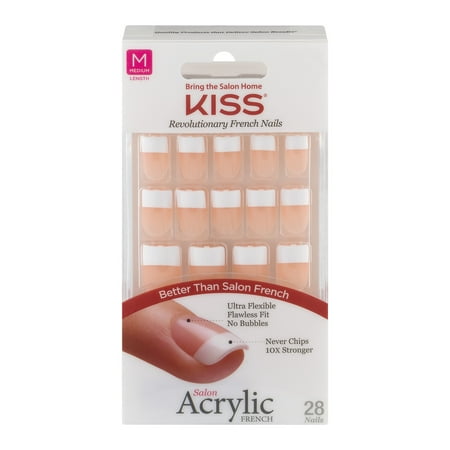 Kiss Salon Acrylic French Medium Length Nails - 28 CT28.0 CT - Walmart.com