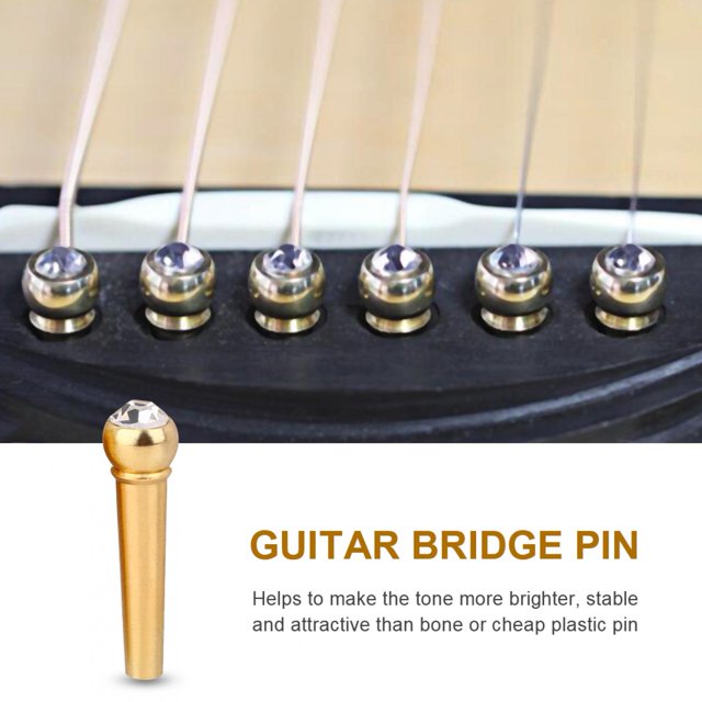 Pasador de puente de guitarra LHCER hecho de latón con Decoración de puntos de cristal