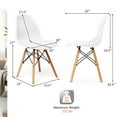 thumbnail image 4 of Costway Set of 4 Plastic Hollow Out Chair Mid Century Modern Wood-Leg Seat White, 4 of 12