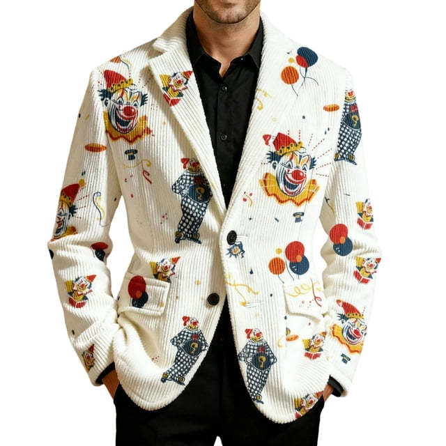 Abrigo Largo para Hombre Corduroy Impresión Bolsillo Botón Ceremonial Party Vestido Abrigo para Hombres