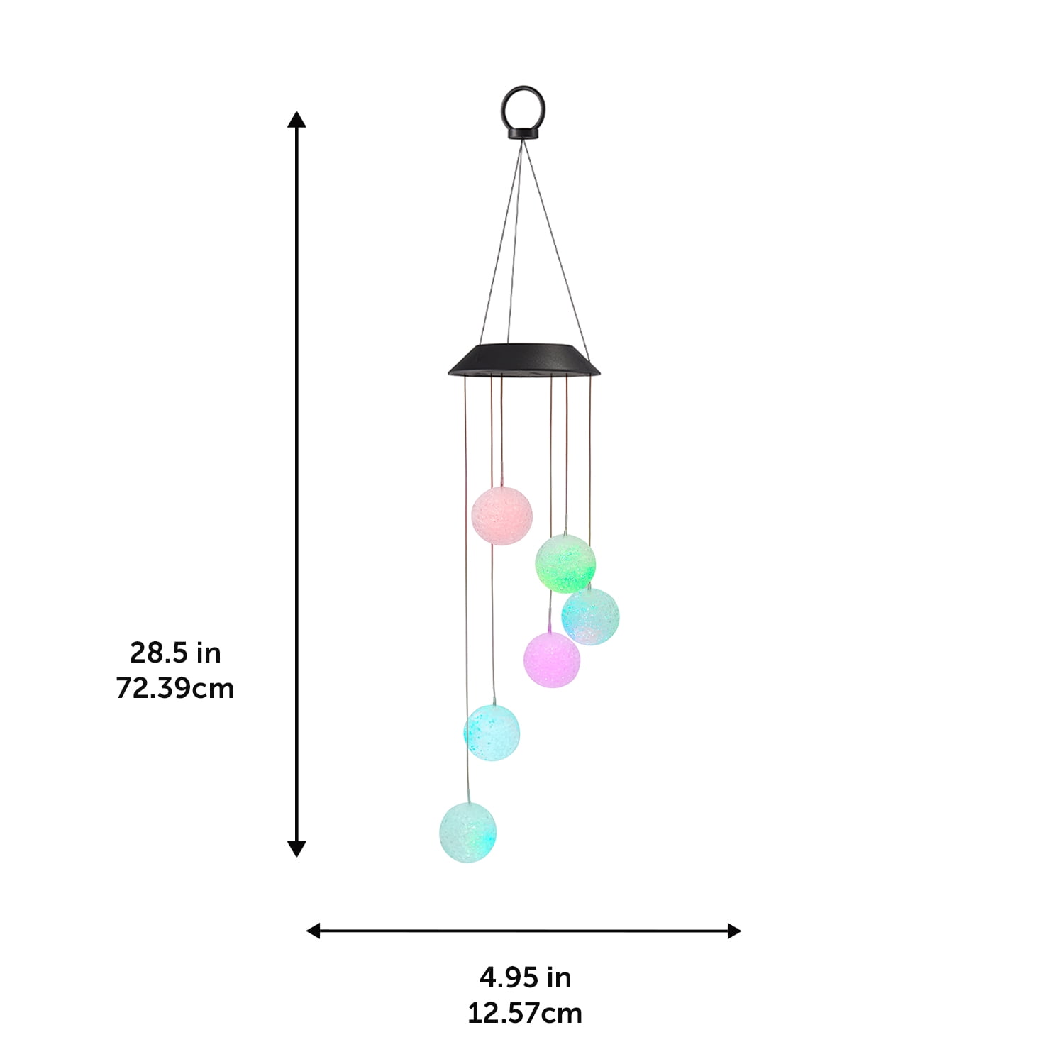 Globe Electric Solar Powered LED Integrated Outdoor Indoor RGB Multicolor Changing Slow-Flashing Orb Wind Chimes