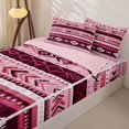 thumbnail image 3 of Erosebridal Rustic Aztec Theme Zipper Full Size Comforter Sets with Fitted Sheet and 2 Pillowcases,Tribal Geometric Pattern Zipper Bedding Set For Boys,Pink Reversible,4 Pieces, 3 of 7