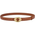 thumbnail image 3 of Women's Elegant Casual Genuine Leather Belt with Matte Oval Vintage Gold Buckle for Jeans Pants Dresses, 3 of 7