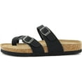 thumbnail image 3 of VENECORE Arena Women's Cork Footbed Sandals Summer Comfortable Cushioned Slide Flat Slip-on, Black, US 9M, 3 of 7