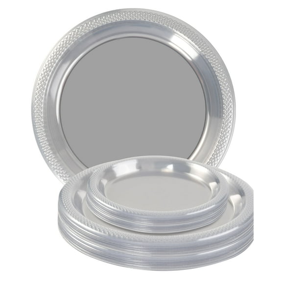 DUALFERV Clear Disposable Party Plates, 7", 100 Pieces